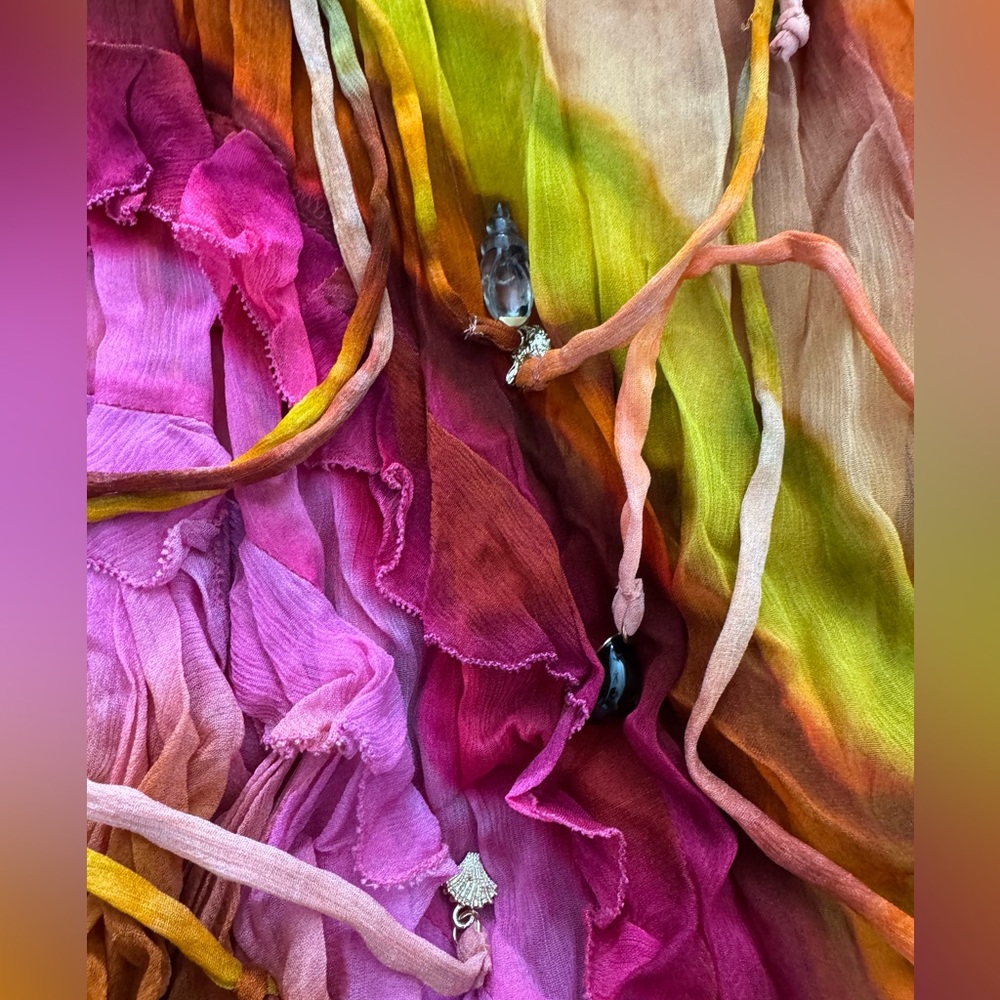 Alemais- Multicolored Ombré Iris Silk Ruffle Maxi Dress - Picture 5 of 10